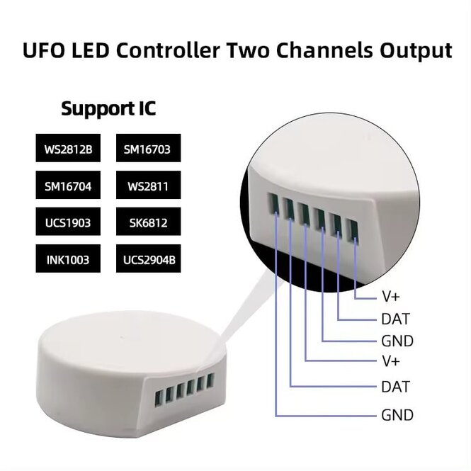 LED Magical UFO SPI WiFi Digital LED Controller 2048 Pixel DC12-48V 15A