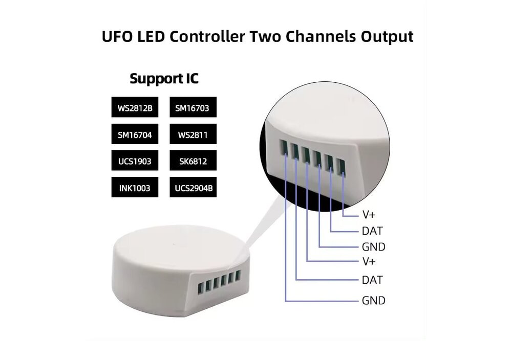 LED Magical UFO SPI WiFi Digital LED Controller 2048 Pixel DC12-48V 15A