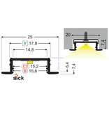 LINEA14 V2 14mm Versenktes Led-Profil 2m