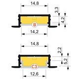 LINEA14 V2 14mm Versenktes Led-Profil 2m