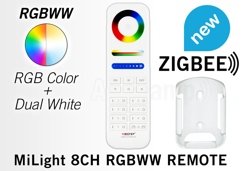 MiLight Zigbee 3.0 MiBoxer RGB+ DualWhite (RGB+CCT) Handfernbedienung, 7-Zonen, 2xAAA