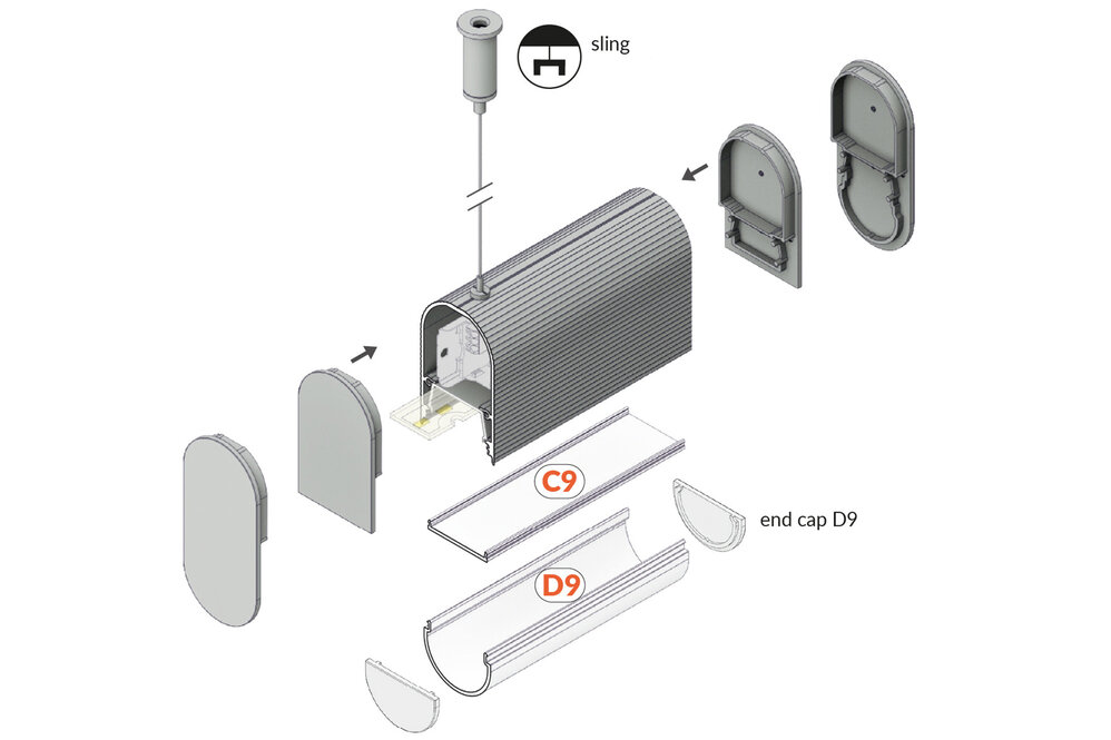 HALUX 23mm schwebendes Led-Profil 1m-2m