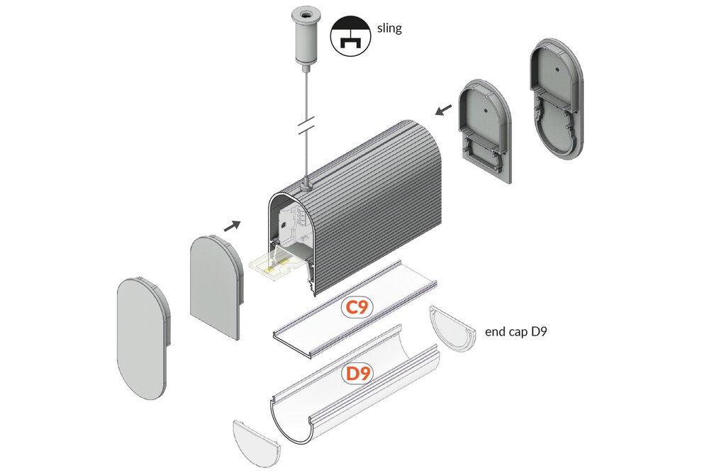 HALUX 23mm schwebendes Led-Profil 1m-2m