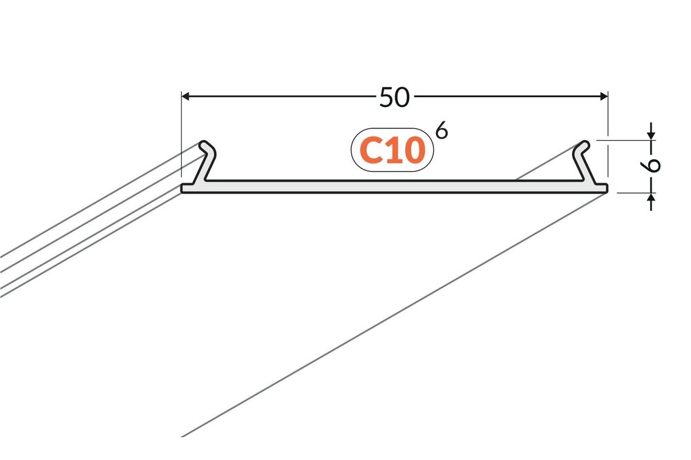 Abdeckung C10 Basic Milky White Clickon | Economic Diffusor mit gleichmäßiger Lichtverteilung, Länge 1m oder 2m