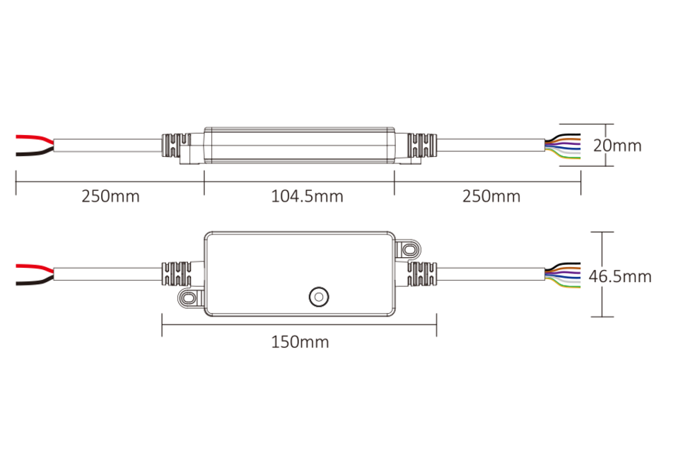 MiLight Wasserfester 5-in-1-LED-Controller für einfarbige/zweifarbige/weiße/RGB/RGBW/RGBCCT-LED-Streifen 12A, 12V-24V IP66