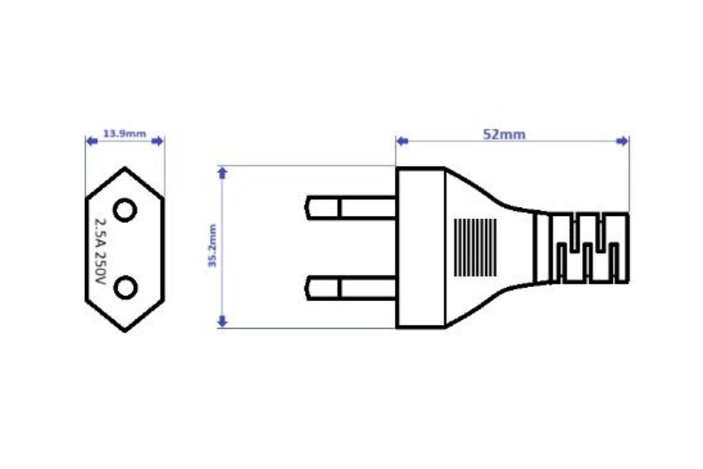 Euro-Netzkabel ohne Erdung 2 Meter