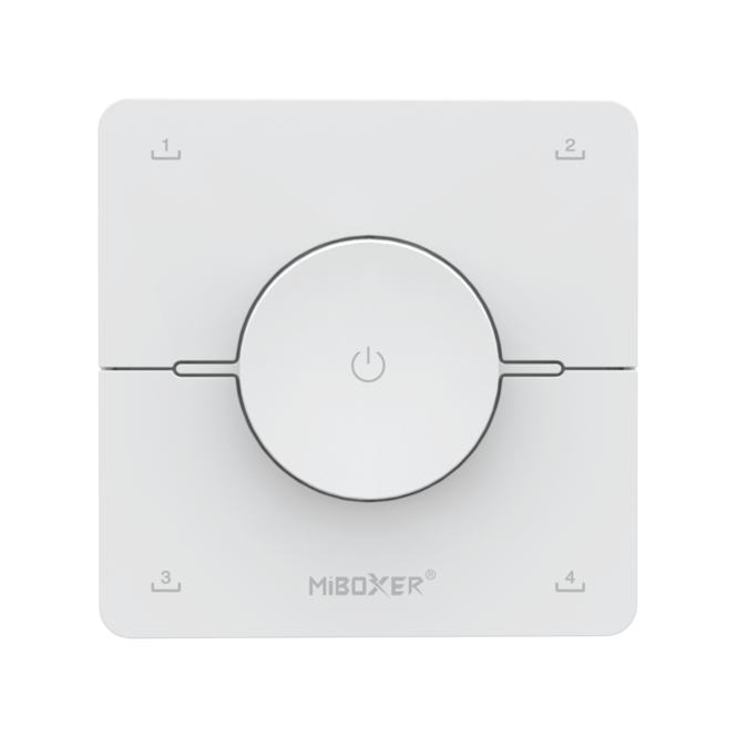 MiLight Funk-Doppeldrehknopf-Wanddimmer in Weiß, 4 einstellbare Szenentasten, RF 1 Kanal für Miboxer-Dimmermodul, duale weiße Lampen und Steuergeräte -Weiß