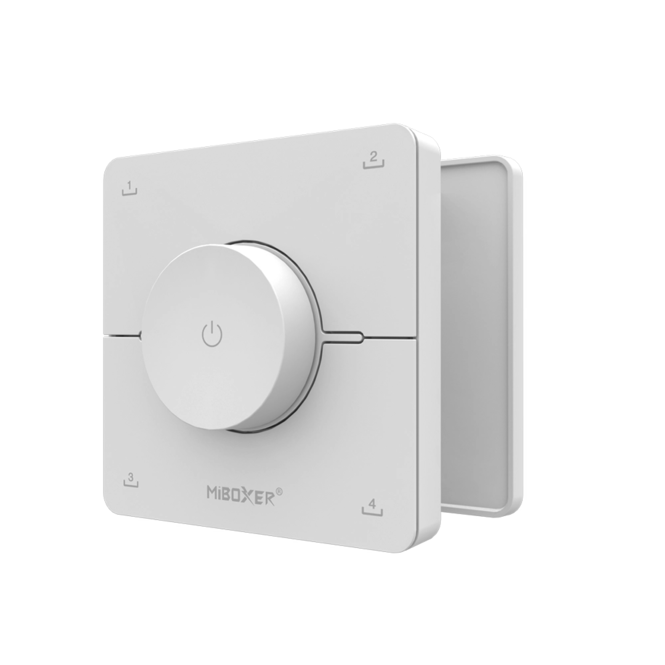 MiLight Funk-Doppeldrehknopf-Wanddimmer in Weiß, 4 einstellbare Szenentasten, RF 1 Kanal für Miboxer-Dimmermodul, duale weiße Lampen und Steuergeräte -Weiß