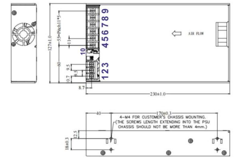 POS-POWER Kompaktes Schaltnetzteil DC 24 Volt 500 Watt 21 Amp
