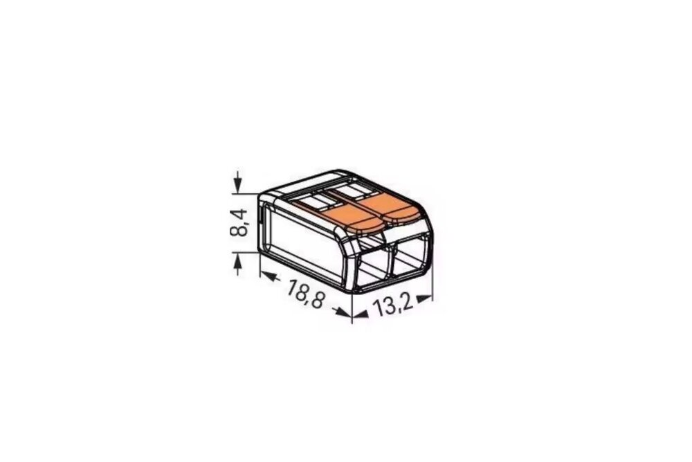 2-polige lötfreie Wago-Schweißklemme, 5 oder 10 Stück. Geeignete Drahtstärke 0,2 bis 4mm².