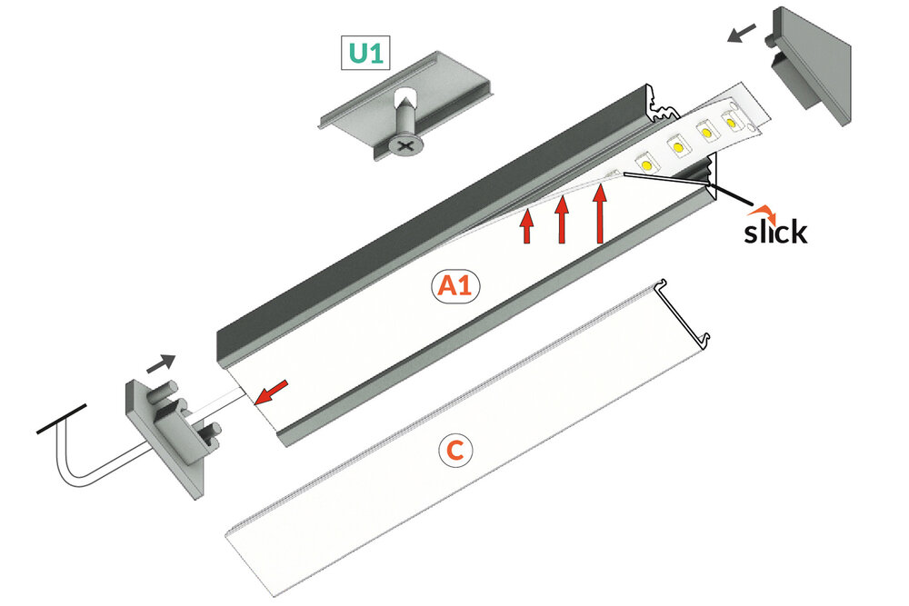 ANGLE10 V2 10mm Aufputz-Led-Profil 1m-2m