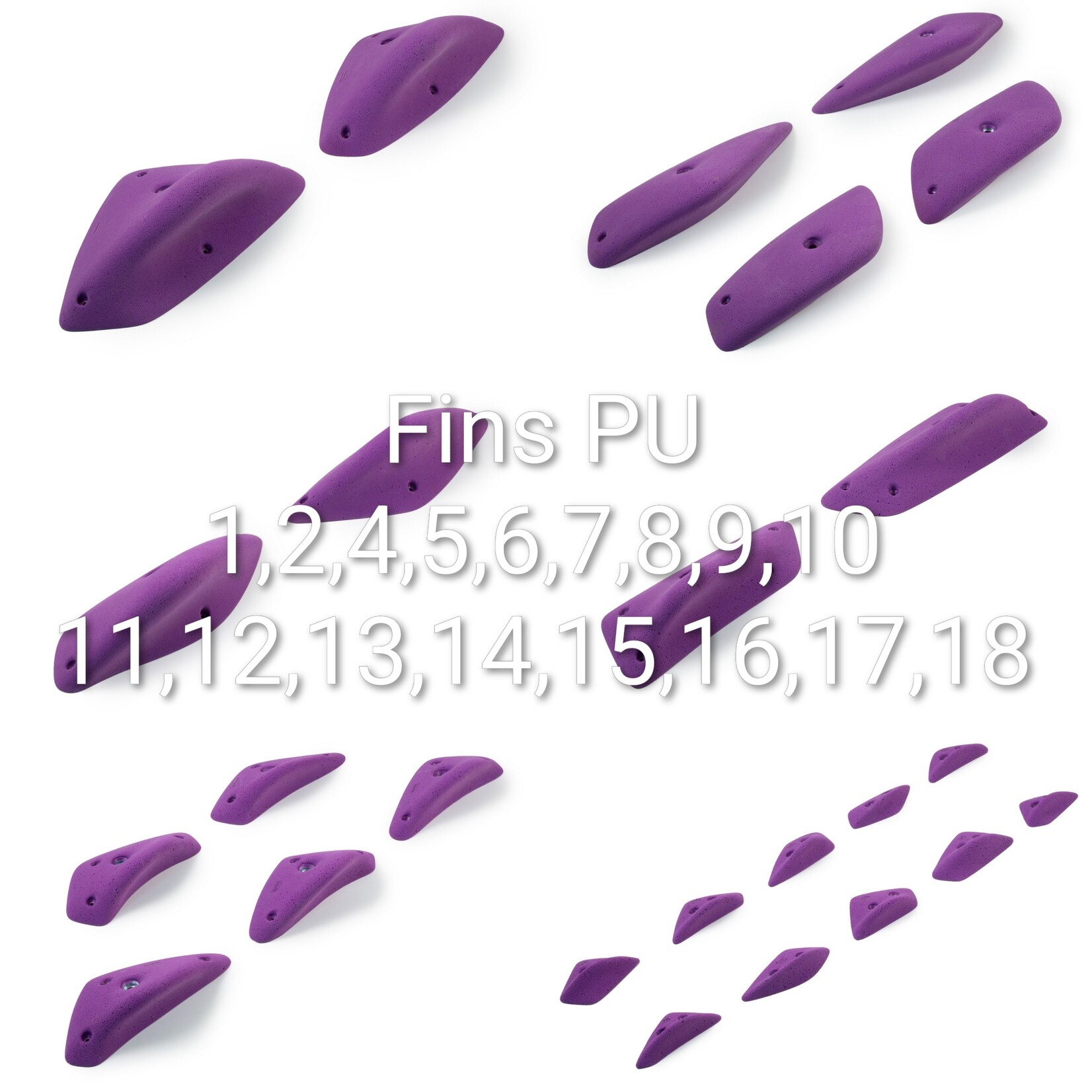Axis Round Edges Fins   * PAARS * Set 1 t/m 18 Totaal 63 grepen in PU