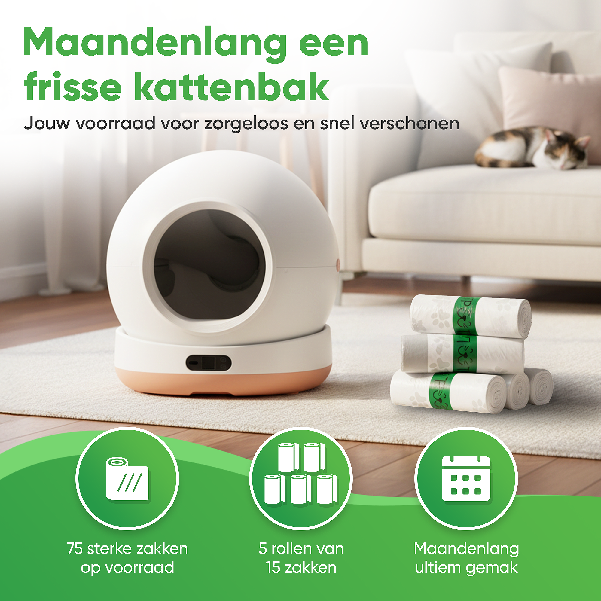 SPUUT SPUUT Kattenbakzakken voor CB003 - 75 stuks