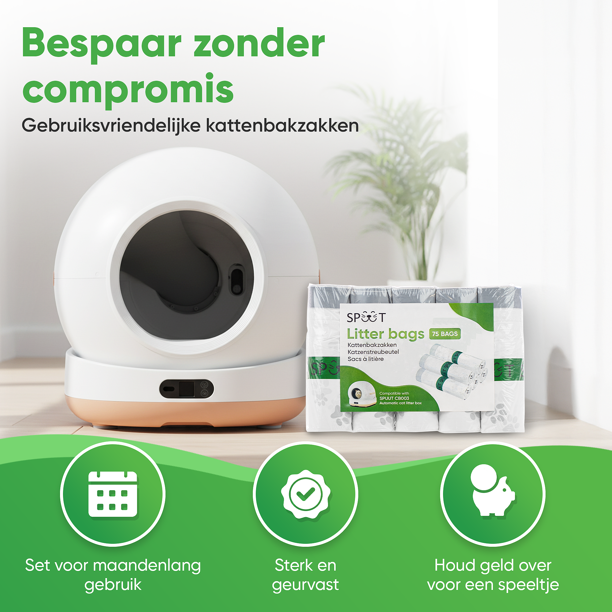 SPUUT SPUUT Kattenbakzakken voor CB003 - 75 stuks