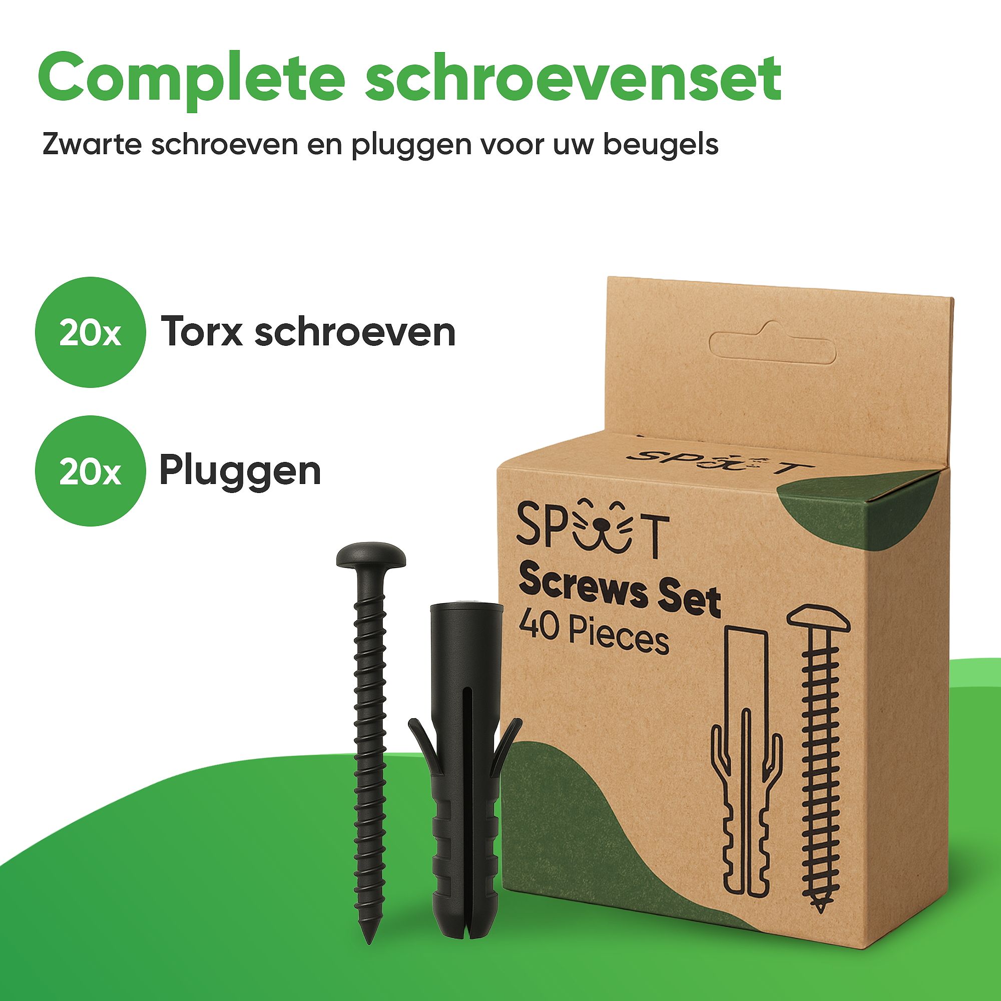 SPUUT SPUUT Schroeven set - Torx - Zwart - 20x Schroeven - 20x Pluggen