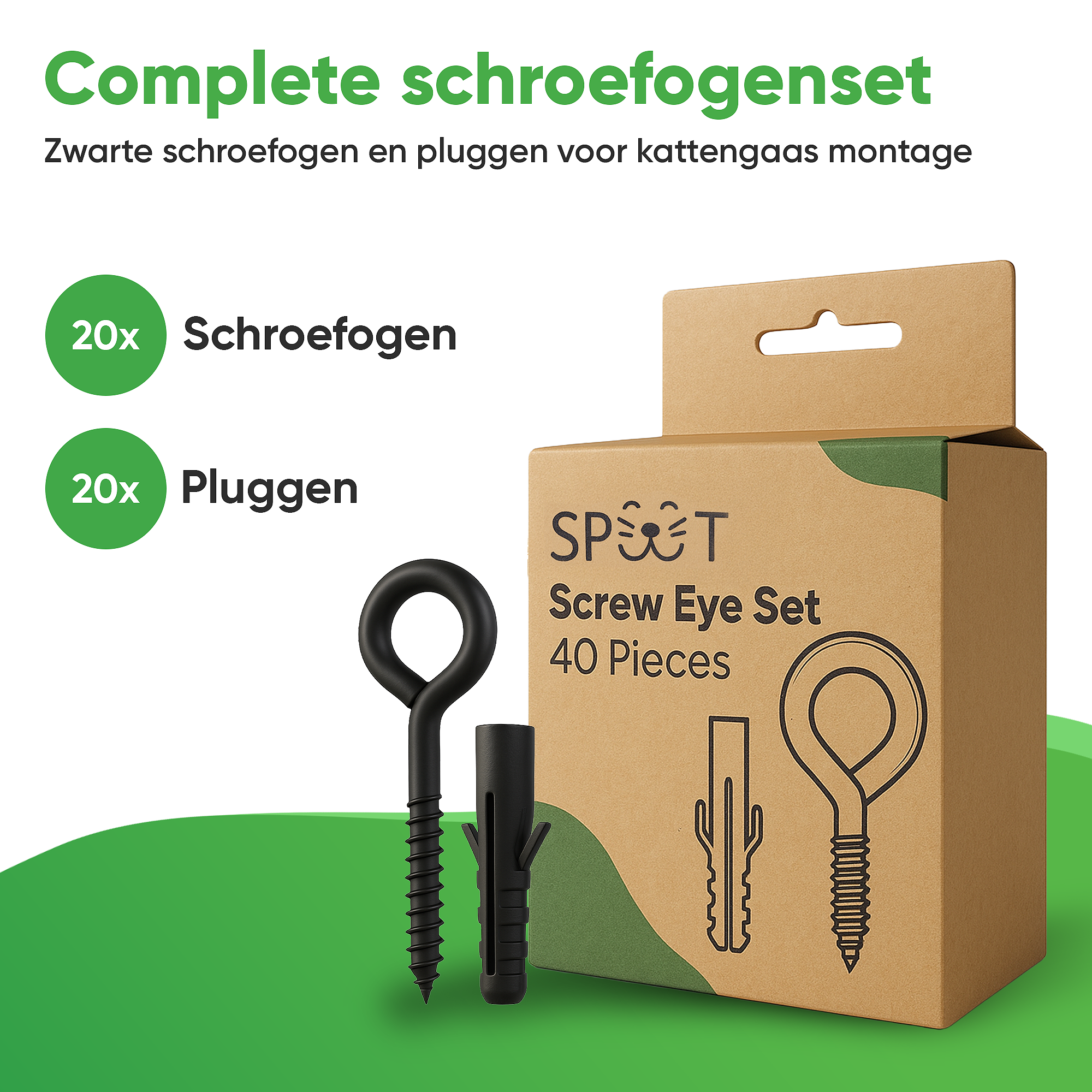 SPUUT SPUUT Schroefogen set - Zwart - 20x Schroefogen - 20x Pluggen