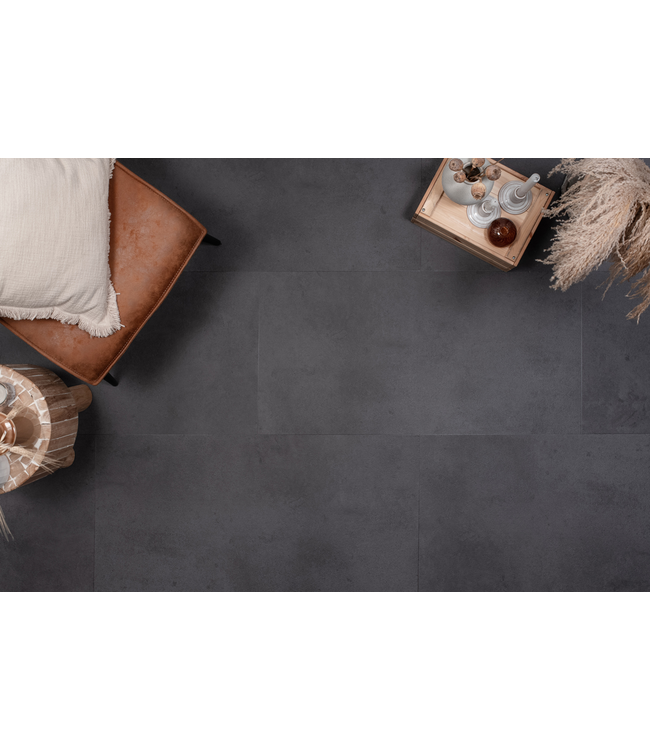 Floer floer-tegel-click-pvc-betonlook-zwart