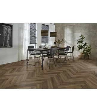 Floorlife Floorlife YUP Herringbone dryback warm brown