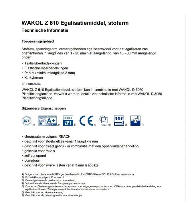 Wakol Wakol Z610 egaliseermiddel 20 kg