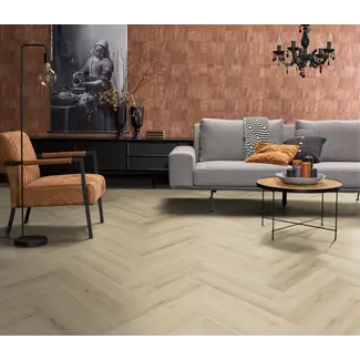 Floorlife YUP XL Greenford herringbone dryback warm beige