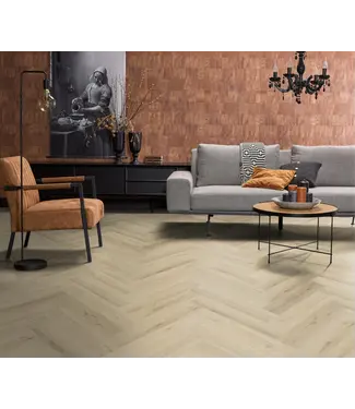 Floorlife YUP XL Greenford herringbone dryback warm beige