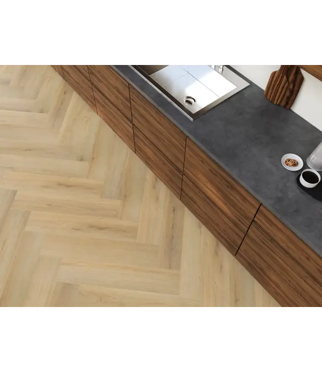 Floorlife YUP XL Greenford herringbone dryback natural