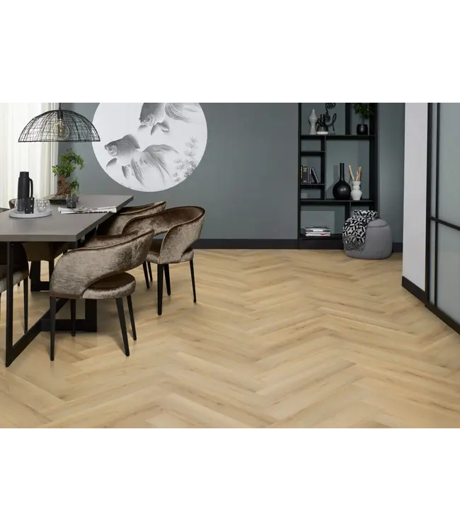 Floorlife YUP XL Greenford herringbone dryback natural