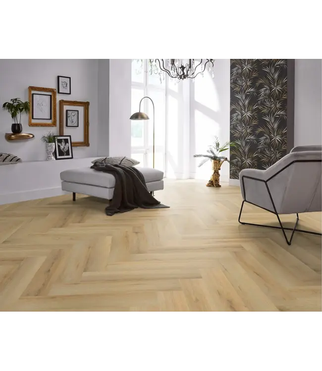 Floorlife YUP XL Greenford herringbone dryback natural