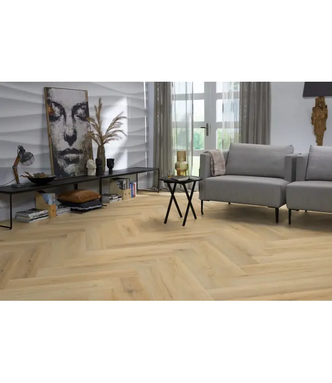 Floorlife YUP XL Greenford herringbone dryback natural
