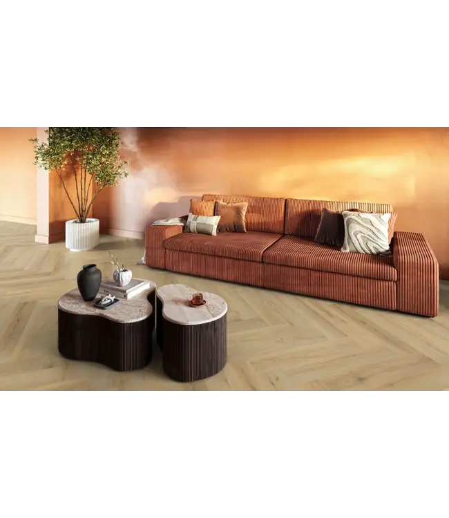 Floorlife YUP XL Greenford herringbone dryback natural