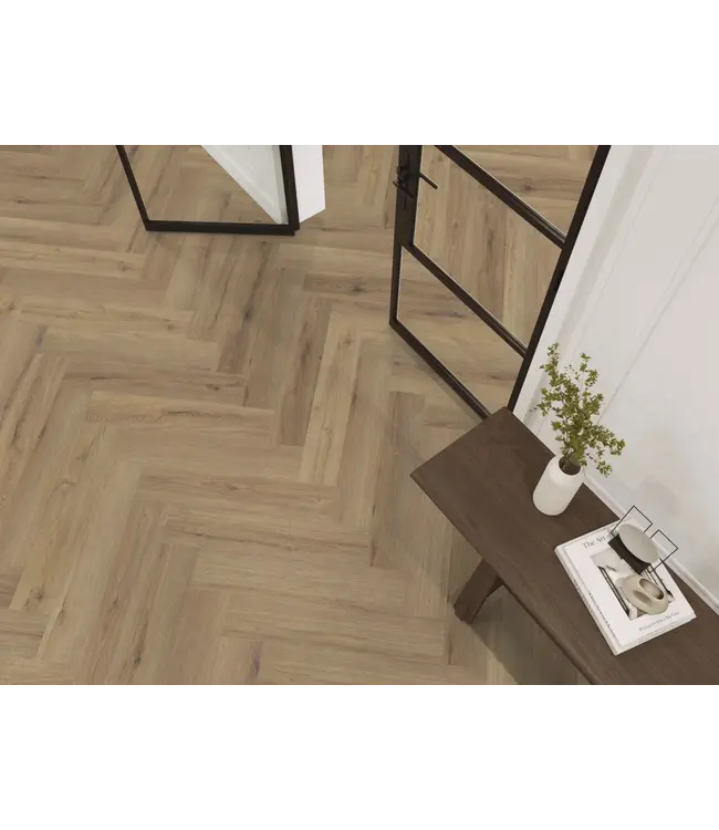 Floorlife YUP XL Greenford herringbone dryback light brown