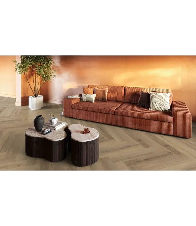 Floorlife YUP XL Greenford herringbone dryback light brown