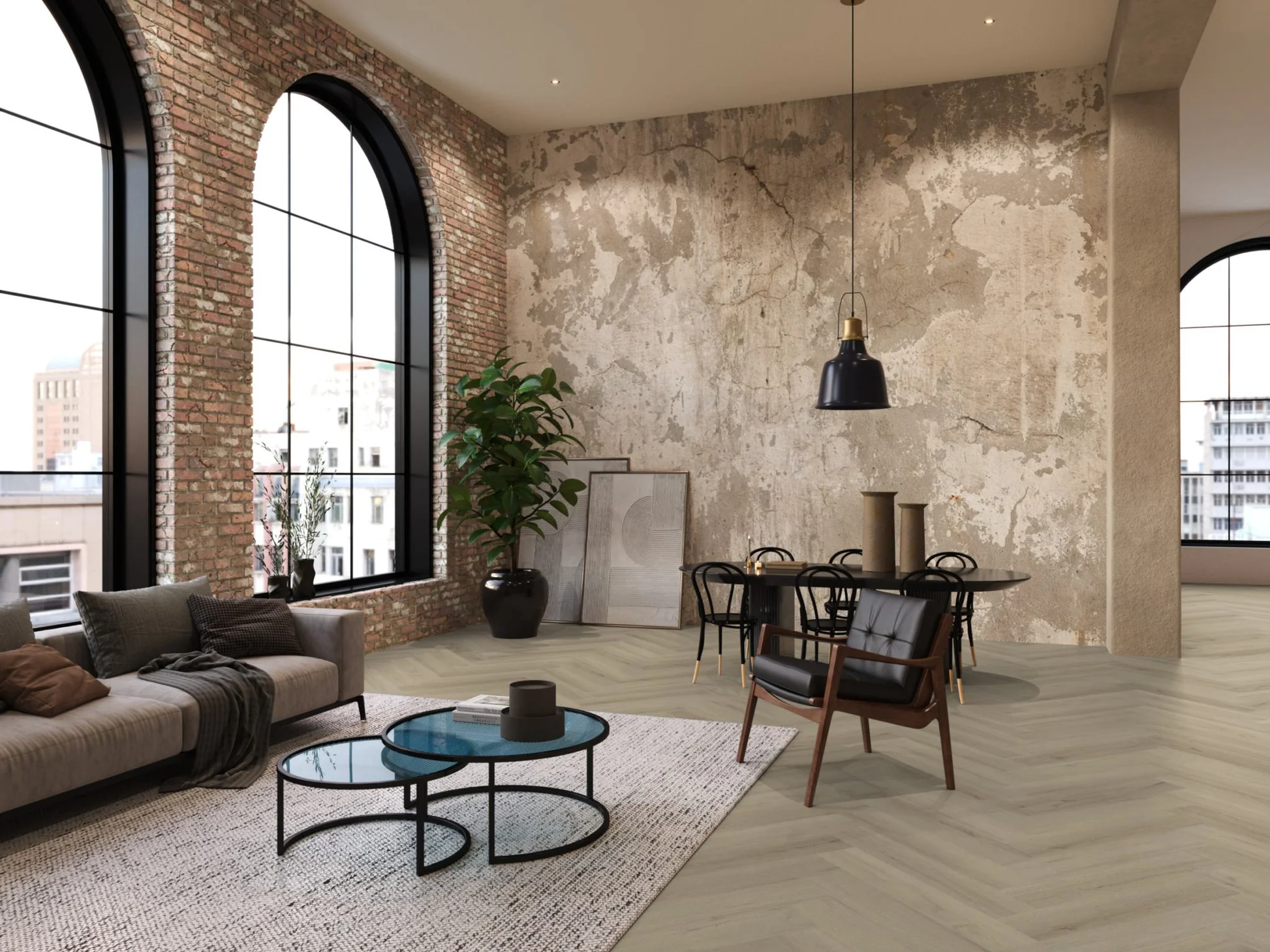 YUP XL Greenford herringbone dryback beige