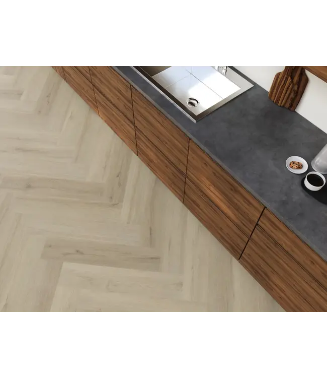 Floorlife YUP XL Greenford herringbone dryback beige