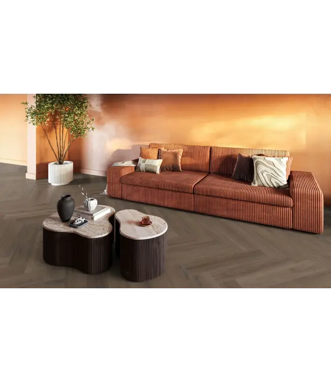 Floorlife YUP XL Greenford herringbone dryback brown