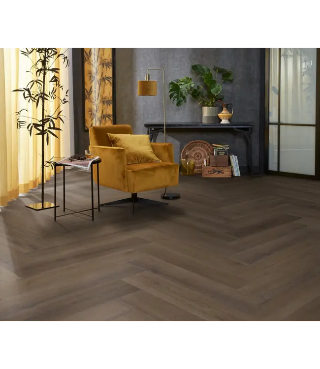 Floorlife YUP XL Greenford herringbone dryback brown