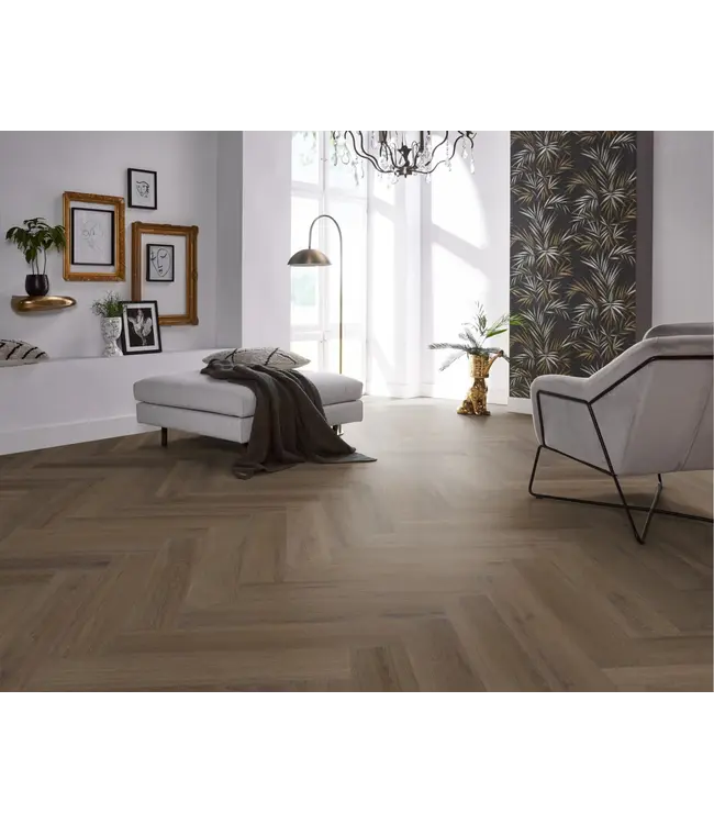 Floorlife YUP XL Greenford herringbone dryback brown