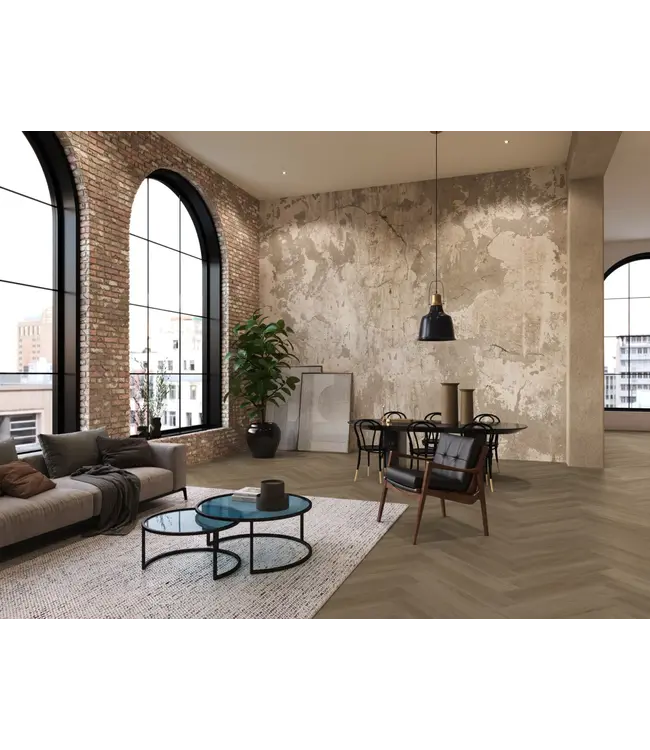 Floorlife YUP XL Brentford herringbone dryback dark oak