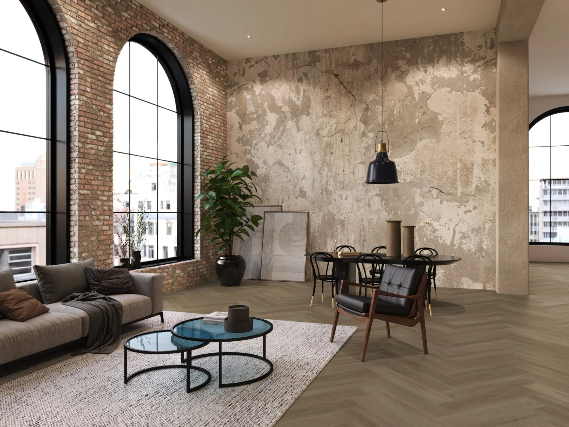 YUP XL Brentford herringbone dryback dark oak