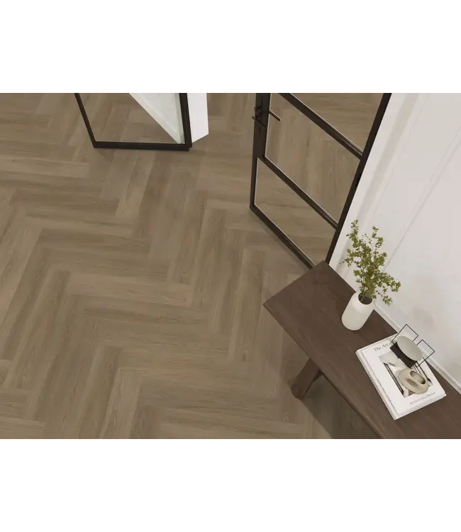 Floorlife YUP XL Brentford herringbone dryback dark oak