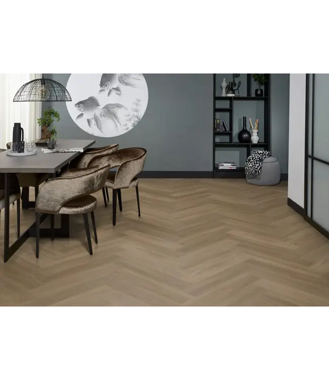 Floorlife YUP XL Brentford herringbone dryback dark oak