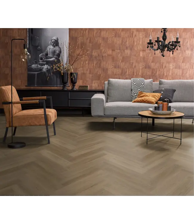 Floorlife YUP XL Brentford herringbone dryback dark oak