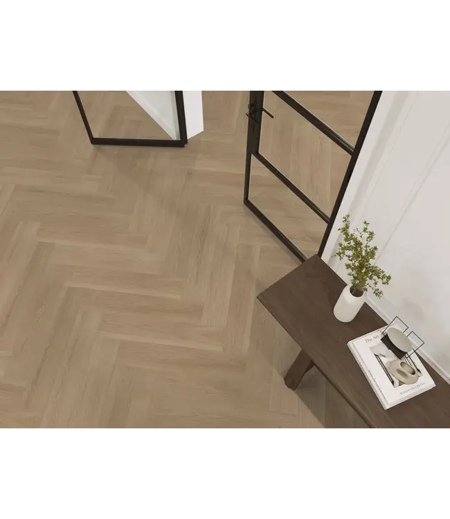 Floorlife YUP XL Brentford herringbone dryback warm oak
