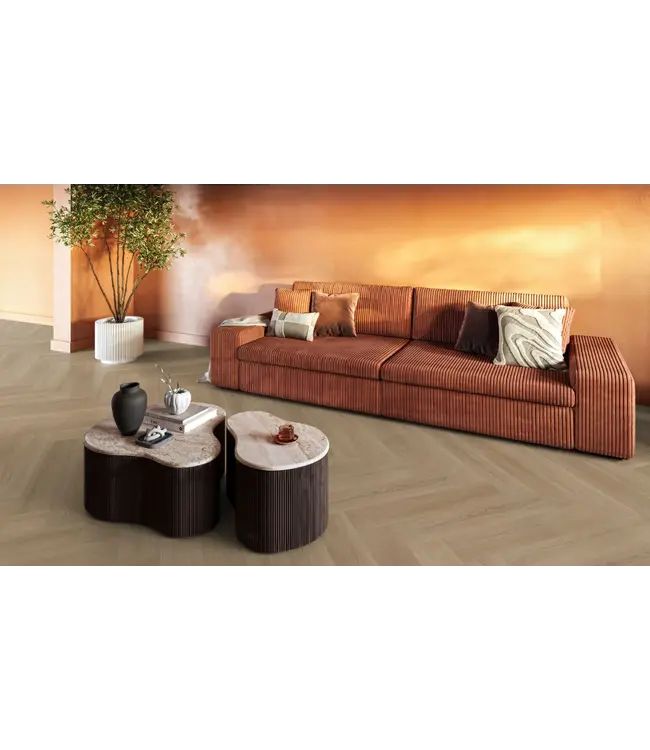 Floorlife YUP XL Brentford herringbone dryback warm oak