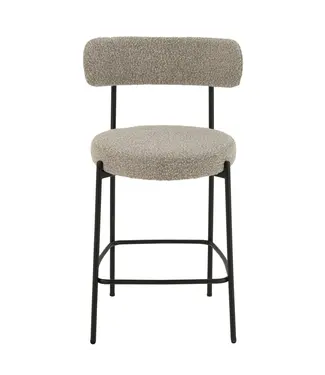 J-line barstoel Bouclé - multiplex/polyester - grijs/zwart (per 2)