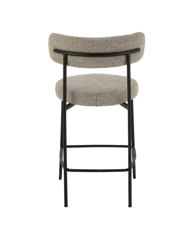J-line barstoel Bouclé - multiplex/polyester - grijs/zwart (per 2)