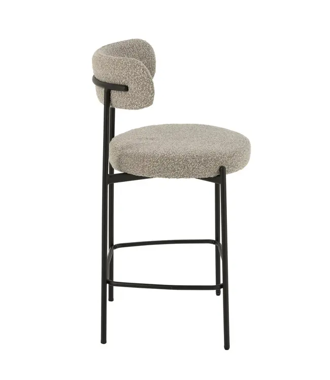 J-line barstoel Bouclé - multiplex/polyester - grijs/zwart (per 2)