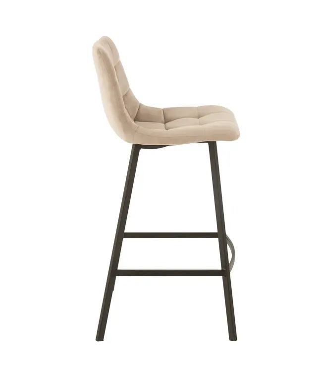 J-line barstoel Olivier - textiel/metaal - beige (per 2)