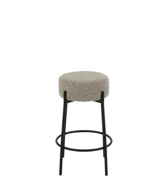 J-line Barkruk Boucle Multiplex/Polyester Grijs/Zwart (set van 2)