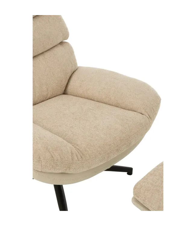 J-line zetel Relax + Voetbank - metaal/multiplex - beige/zwart